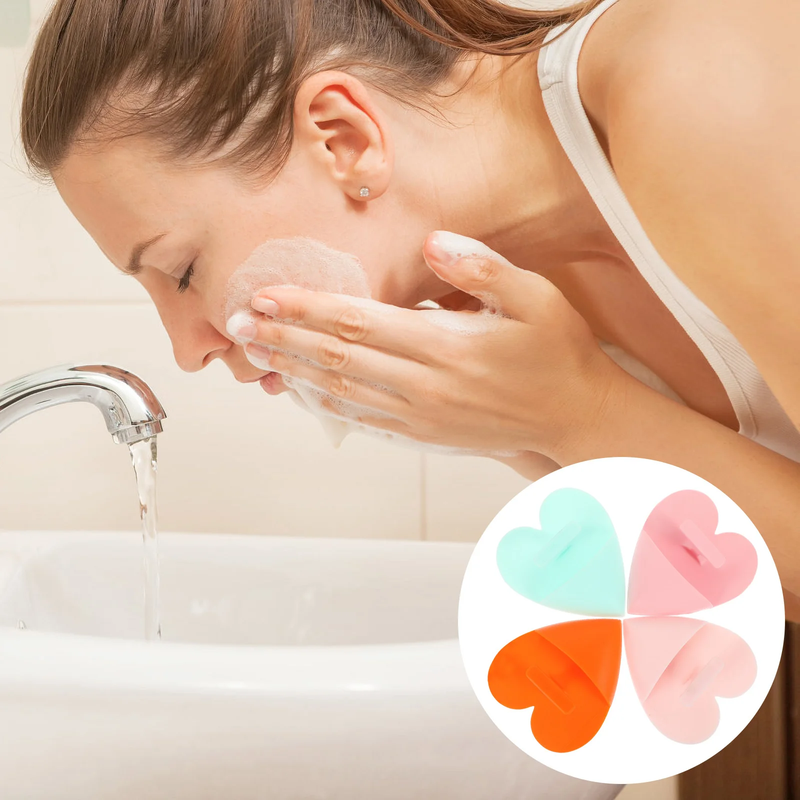 

4Pcs Love Heart Facial Brushes Silicone Manual Face Cleansing Device Deep Pore Clean Skin Care Tool Blackheads Removal Massage