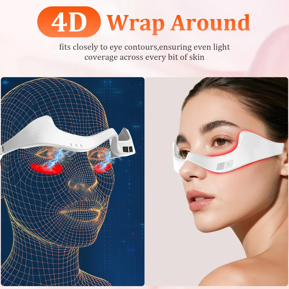 Appareil de thérapie par la lumière rouge pour les yeux, masseur oculaire 3D, Modes de microcourant 580-650nm, soulagement de la Fatigue, éclaircit les cernes, beauté, soins oculaires