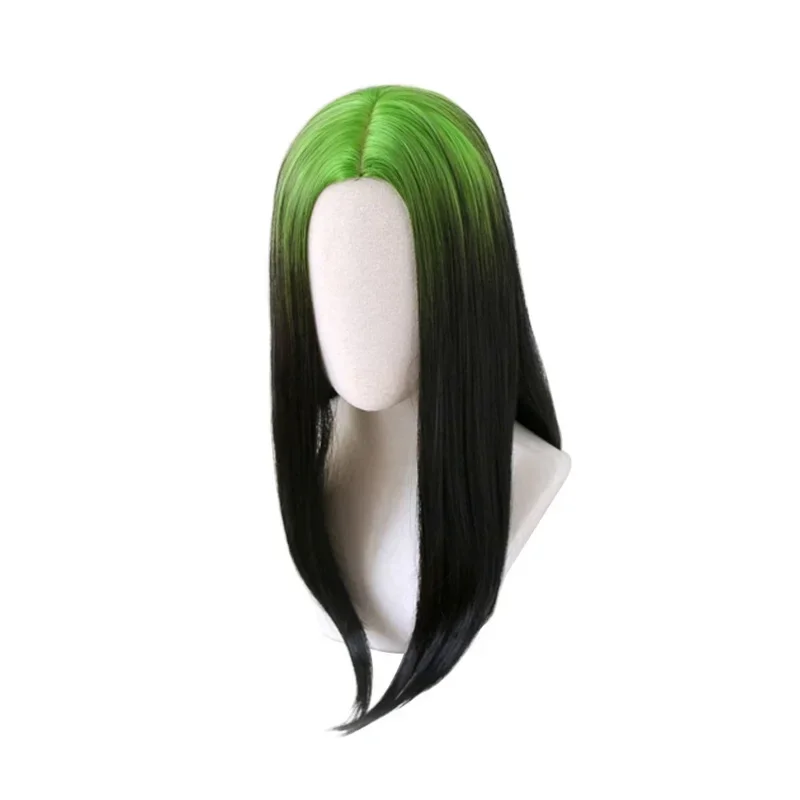 Coslan 50cm Anime Bad Guy Billie Long Green Black Ombre Straight Wig Synthetic Hair American Cosplay Singer Party Wigs Wig Ca
