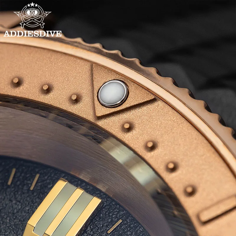 ADDIESDIVE 2025 reloj automático para hombre CUSN8 caja de bronce NH35A cristal de zafiro mecánico C3 luminoso impermeable 100M reloj de buceo