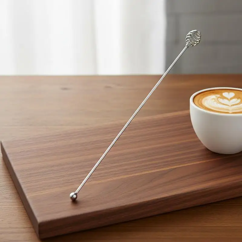 24CM Stainless Steel Coffee Stirrer Set Long Handle Bar Mixing Spoon Rust Proof for Home Parties 1/2Pcs