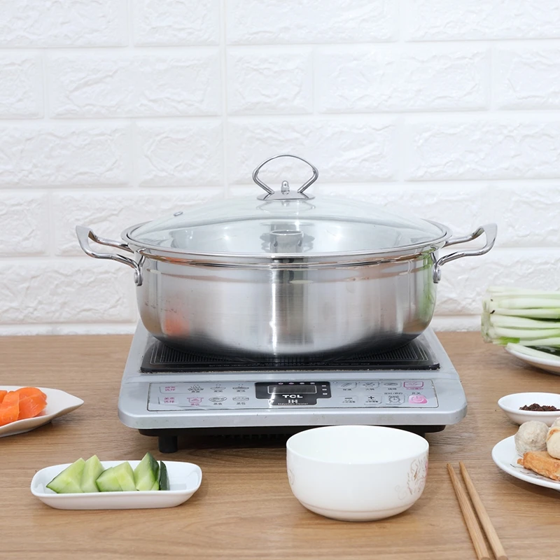 Thickened Single-bottom Sauna Pot Stainless Steel Seafood Steam Pot 28-30-32CM Gas Induction Cooker Dual-purpose Steamer