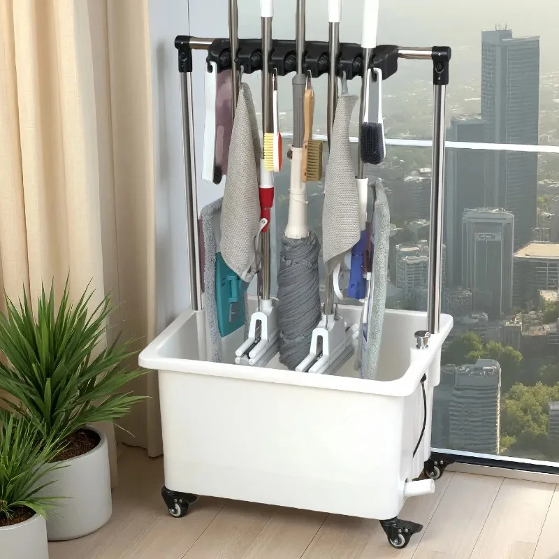 

Imitation ceramic mobile mop pool Balcony Tall toilet Household mop pool Washing basin Pool White mop bucket