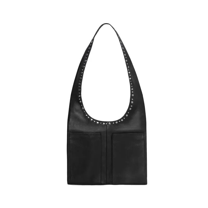 Vintage Rivet Suede Women Shoulder Bags Large Capacity Tote Bag Luxury Soft Pu Leather Handbags Autumn Winter Shopper Purses