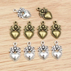 20pcs 18x11mm Antique Silver Plated and Bronze Plated Heart Handmade Charms Pendant:DIY for bracelet necklace