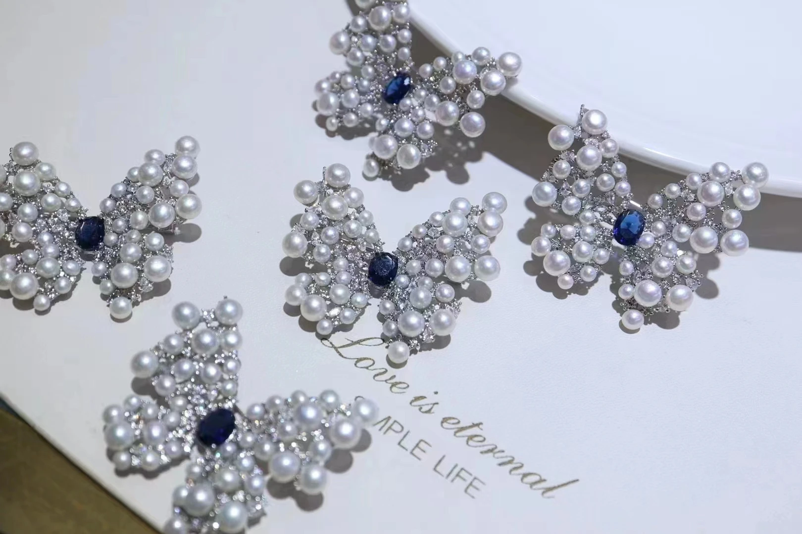 Women's White Fresh Water Pearl Butterfly Brooch