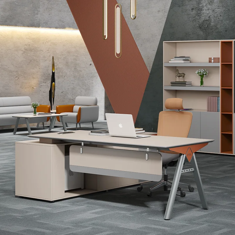 Light luxury boss desk, simple and modern president manager desk, supervisor office desk and chair combination computer desk