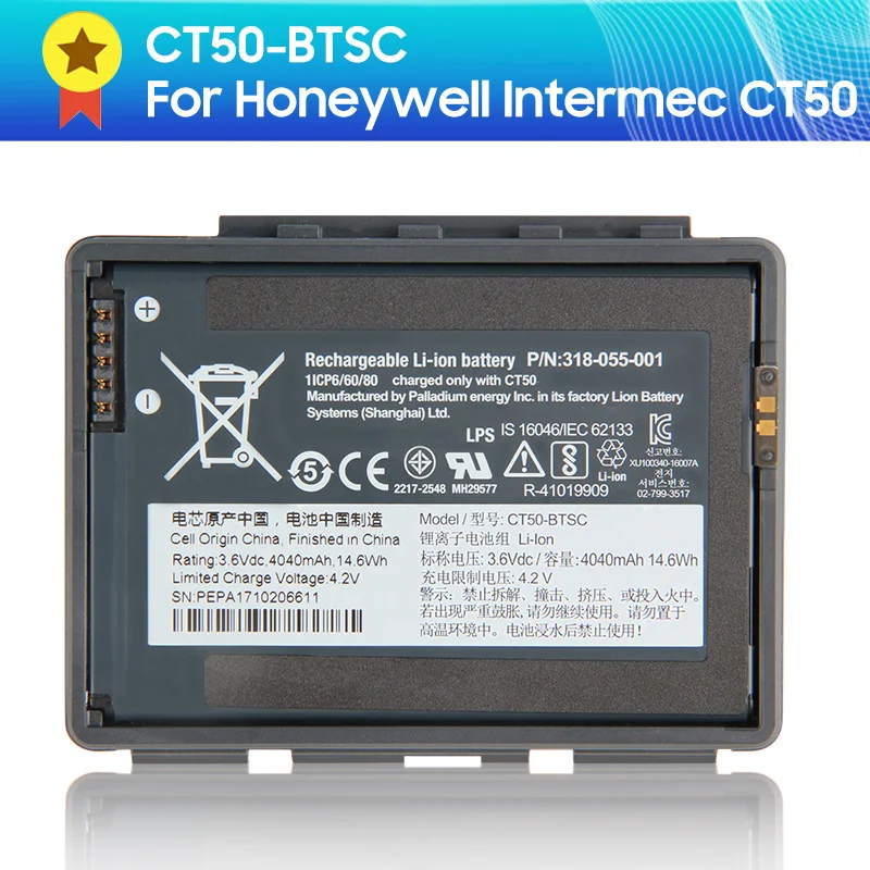

Replacement Battery CT50-BTSC For Honeywell Intermec CT40 CT45 CT50 CT60 4G /LTE 318-055-014 318-055-001 Battery 4040mAh