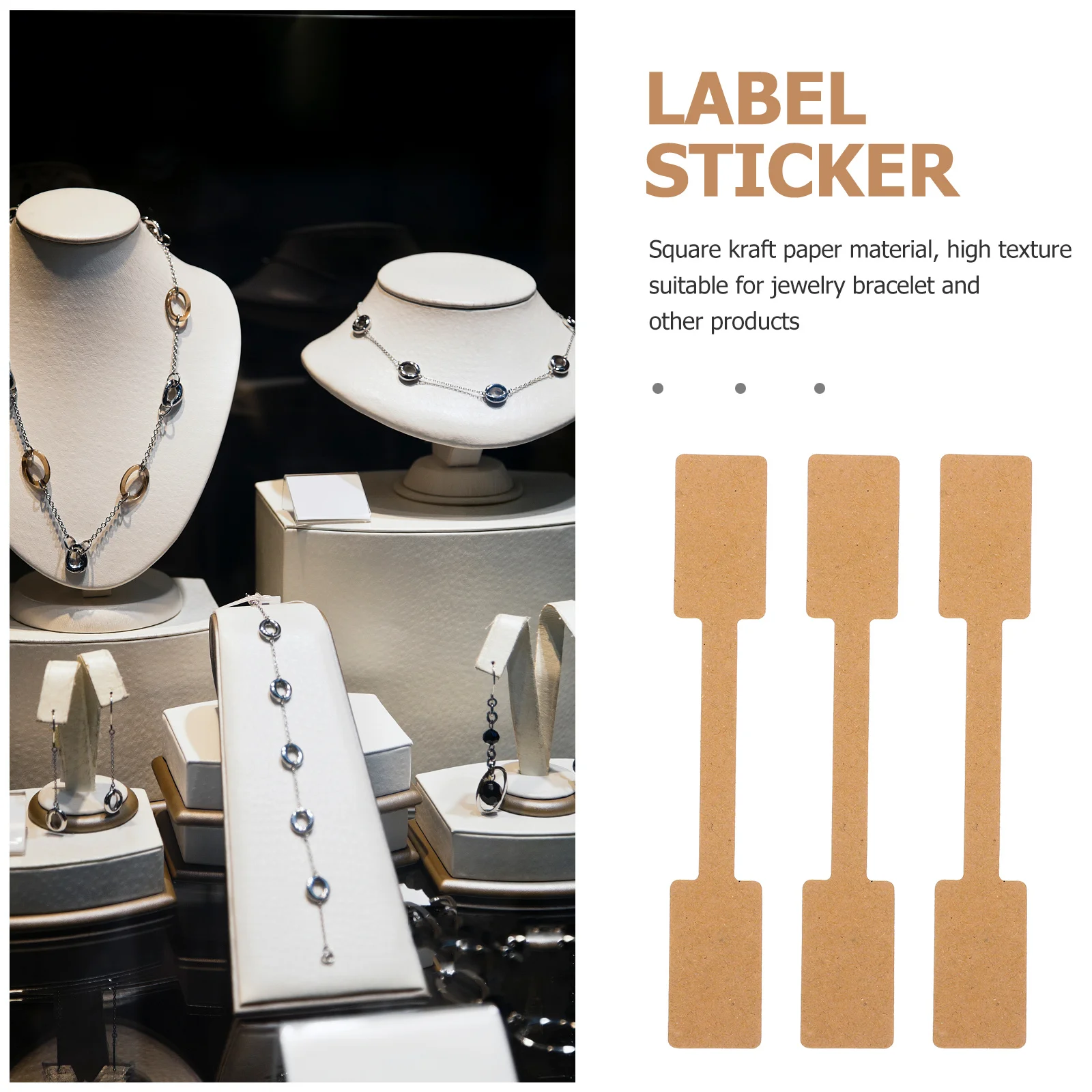 1개 블랭크 라벨 종이 10cm 정사각형 크래프트 행잉 태그 보석 가격표 스티커 가벼운 접착식 디스플레이 라벨 링