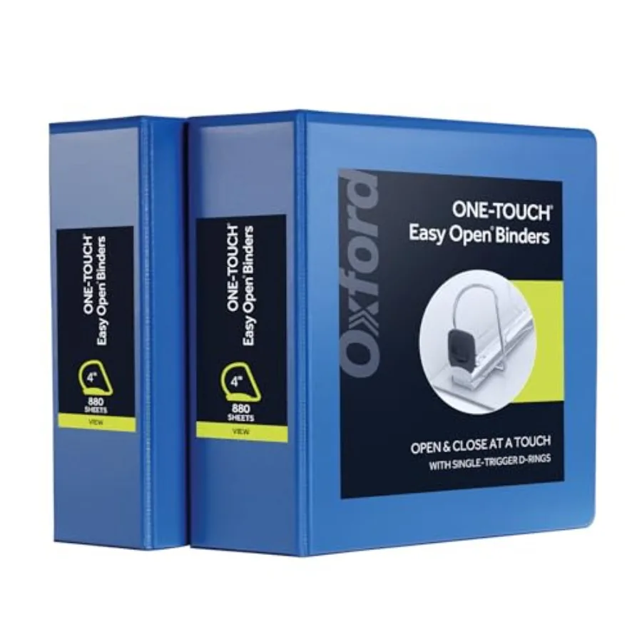 

3 Ring Binders, Durable Binders for School and Office, 4 Inch, ONE-Touch Easy Open D Rings, View Binder Covers, 4 Interior Pock