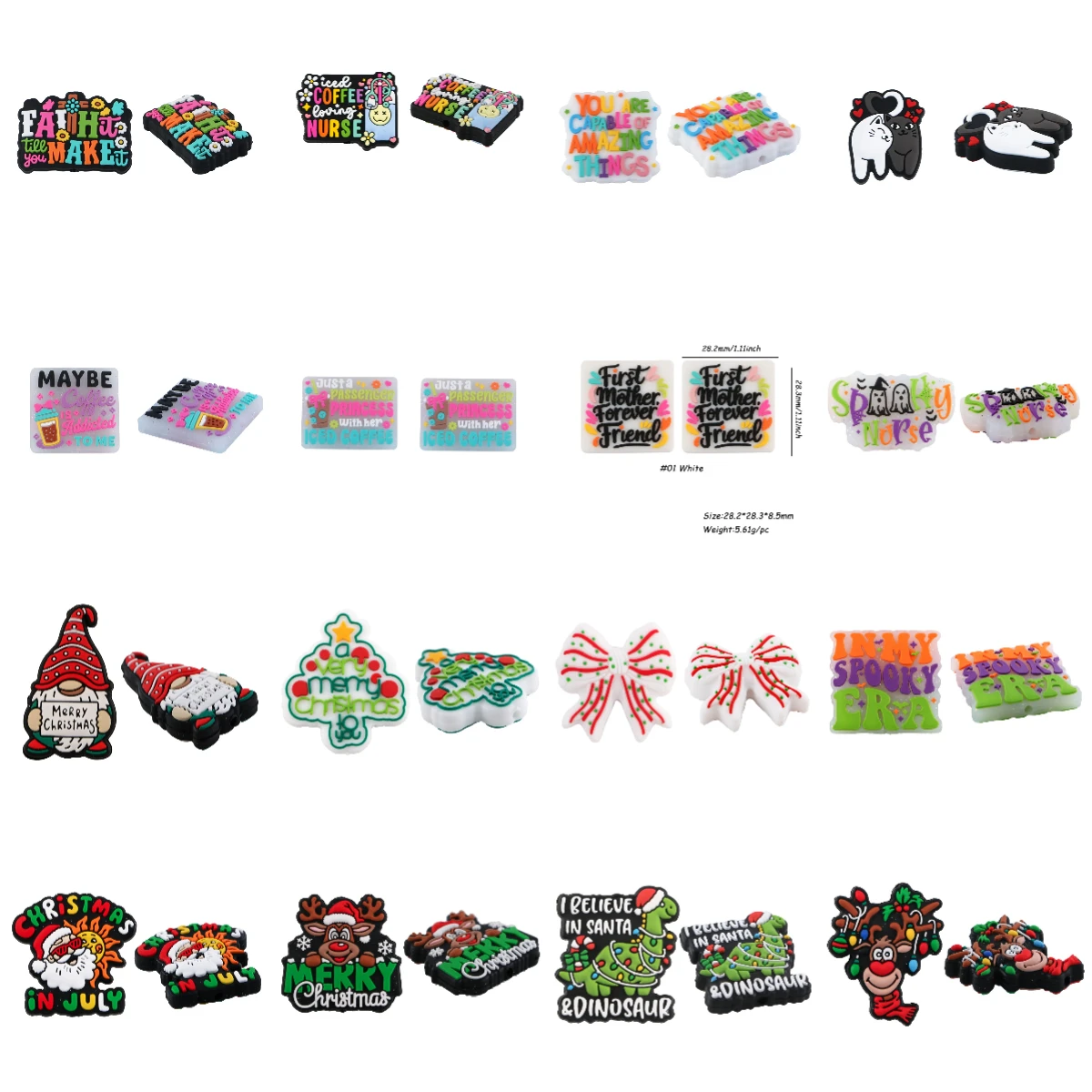 

15/30pcs Silicone Beads Flat Focal beads For Jewelry Making DIY Pacifier Chain Bracelet Necklace Jewelry Accessories