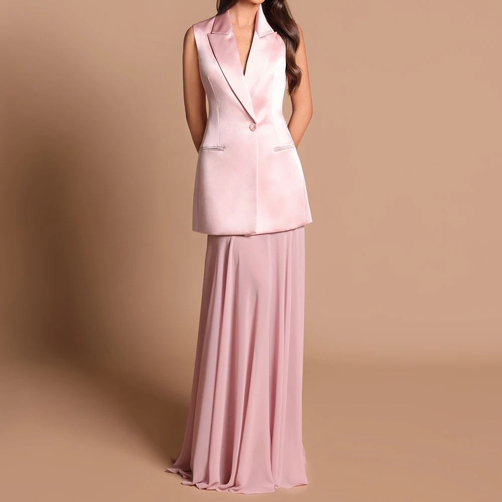 

Customized A-line Evening Dresses Floor-length V-neck Sleeveless Prom Gown Fashion Button Simple Draped Casual Party Gown
