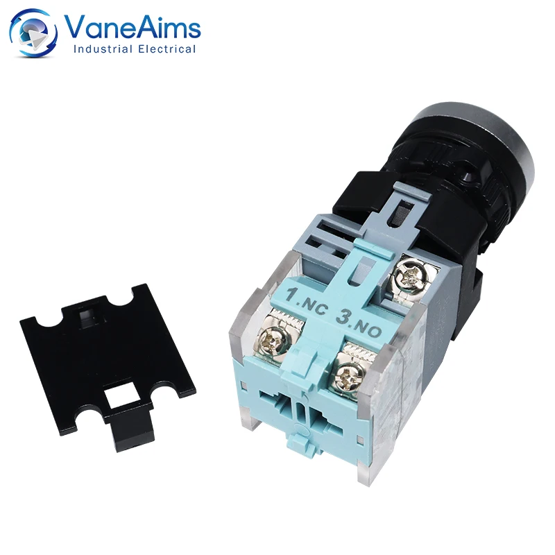 VaneAims 22MM FXB38 interruptor de botón de luz LED de plástico 10A 12V 220V interruptor de encendido/apagado de enganche momentáneo con contacto