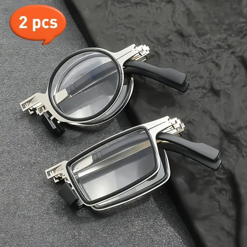 

2 пары очков для чтения с защитой от синего света, круглые полнокадровые очки для защиты от дальнозоркости, легкий портативный чехол из нержавеющей стали