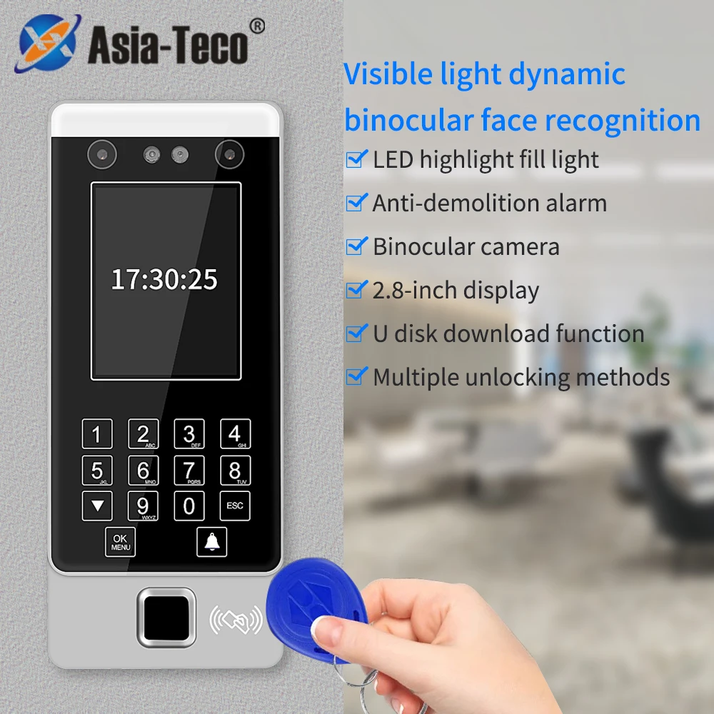 

Dynamic Face Attendance Terminal Fingerprint Facial Recognition RFID Access Control Time Attendance Machine Door Locks Control