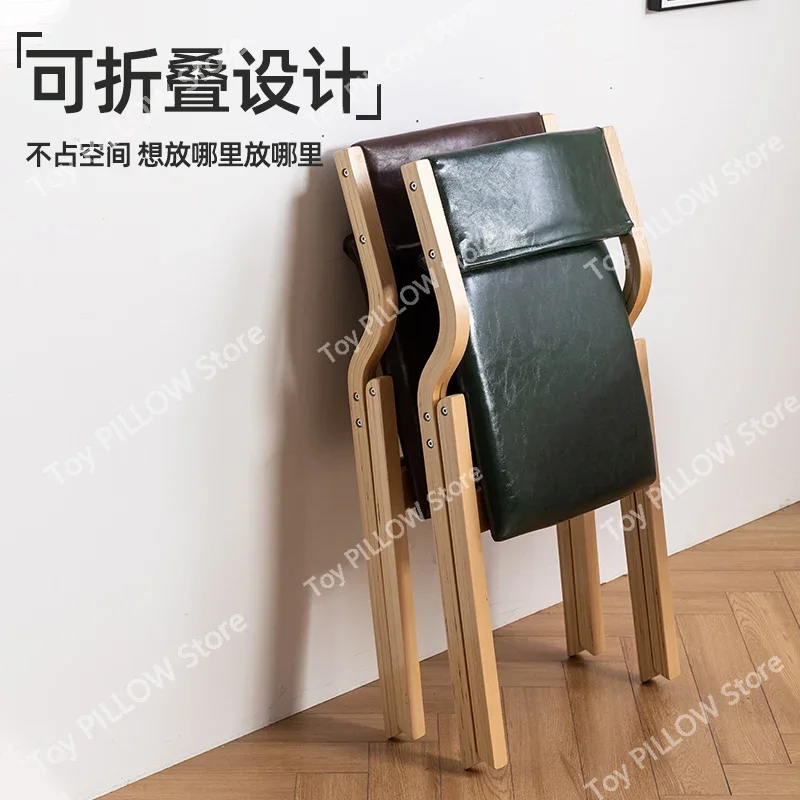 Household dining chair Wooden home study Nordic leisure negotiation  Milk tea bedroom dressing board game folding