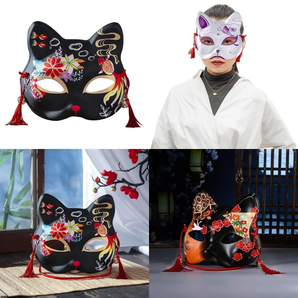 652F Hand Painted Foxes Mask Halloween Animal Mask Masquerade Decoration Mask Halloween Costume Accessories for Men Women