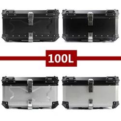 100L Motorcycle Box Aluminum Rear Luggage Trunk Large Capacity Moto Top Case Motorcycle Tail Box Waterproof Motorcycle Trunk