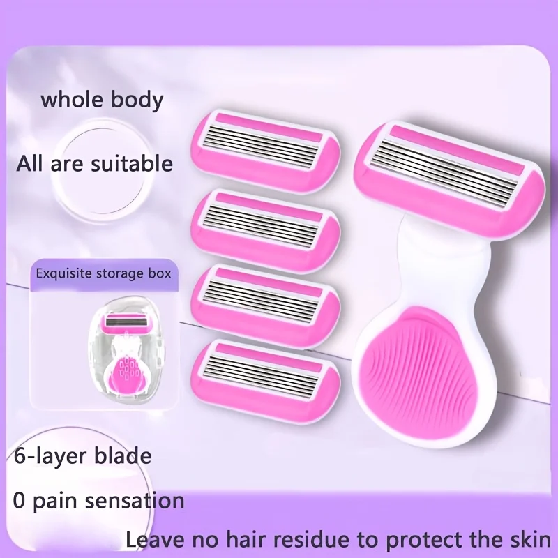 6-Layer Women Safety Razor Stainless Steel Manual Beard Shaving Blades Body Hair BIkini Underarm Thigh Shaver Portable Shaving