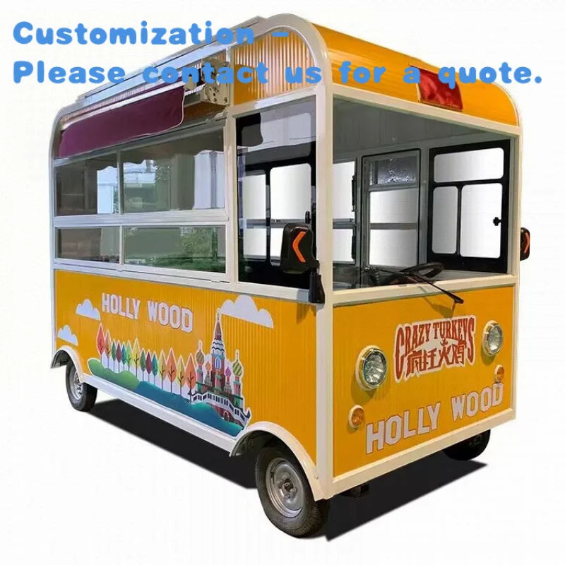 custom.Stainless Steel Breakfast RV Winery Snack Truck Fast Food Mobile Cart Fried Skewer Stall