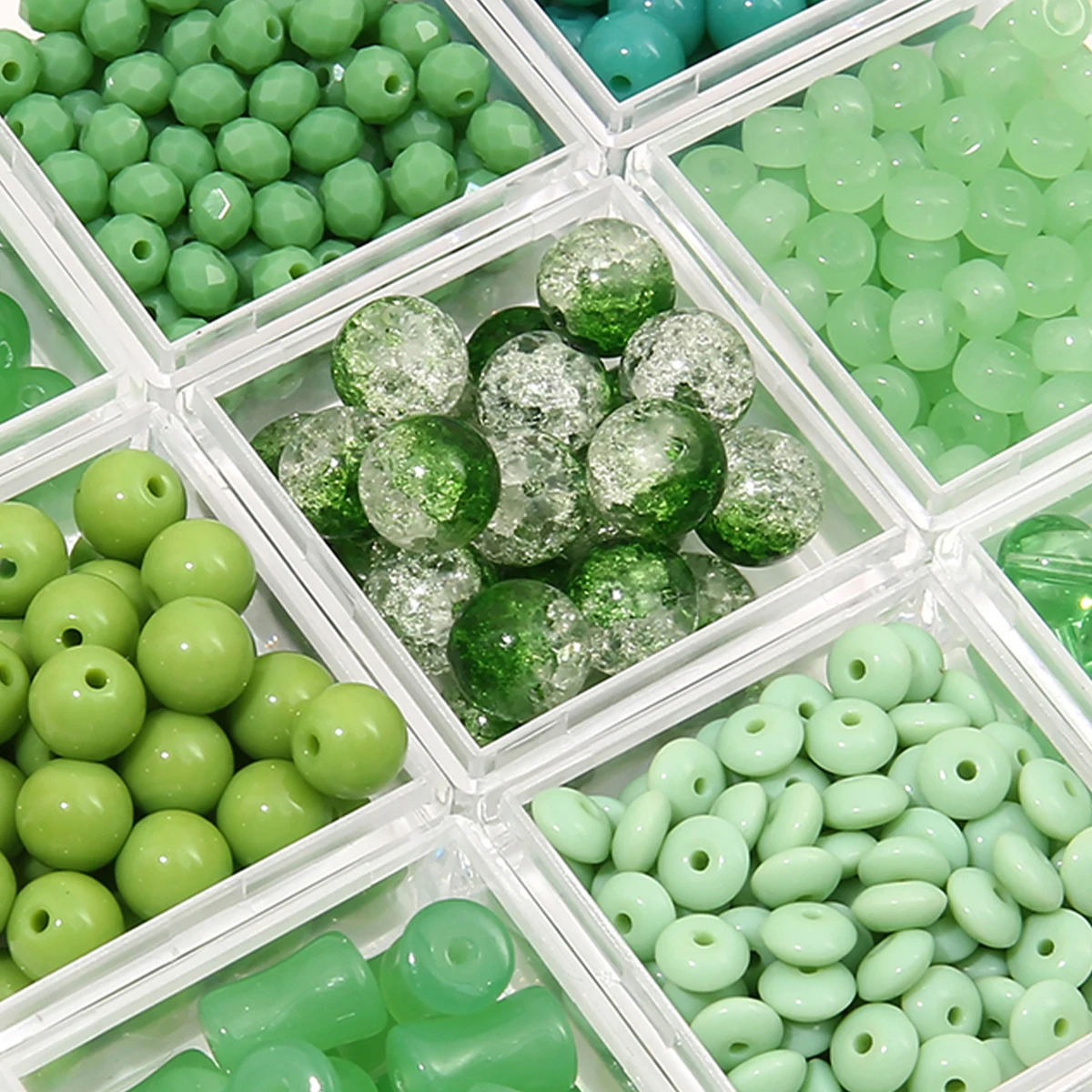 20pcs Green Series Multi‑Style Glass Spacer Loose Beads for DIY Making  Jewelry Bracelets Necklaces Accessories Christmas Gifts
