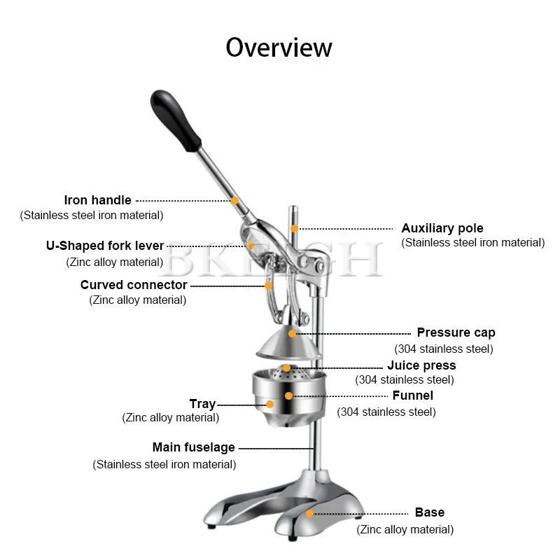 High Quality Manual Citrus Juicer Small Commercial Fruit Juicer New Commercial Grade Manual Squeezer for Bars Restaurants