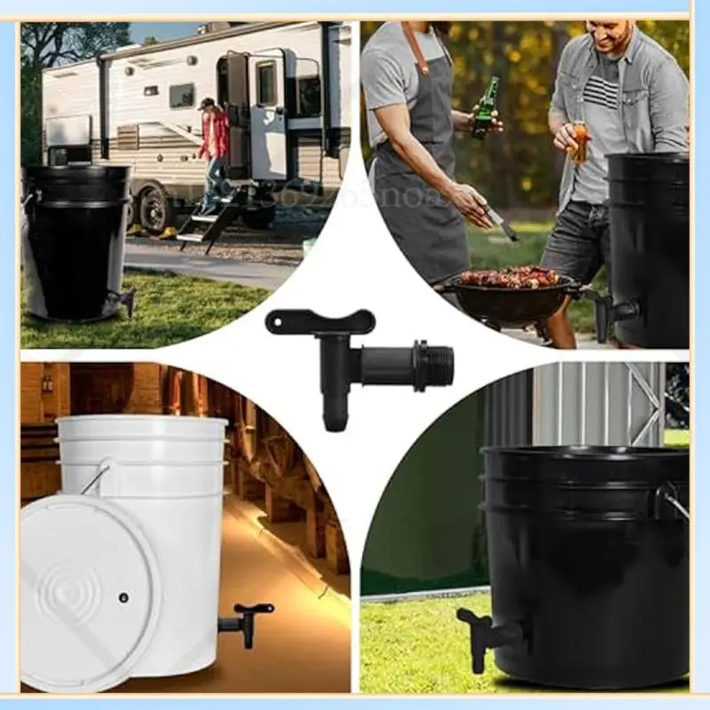 

-SPOR 8 Set Drum Spigot Faucet Pail Taps With Gasket Plastic Construction Materials NPT Connection For Plastic Gallon Drums