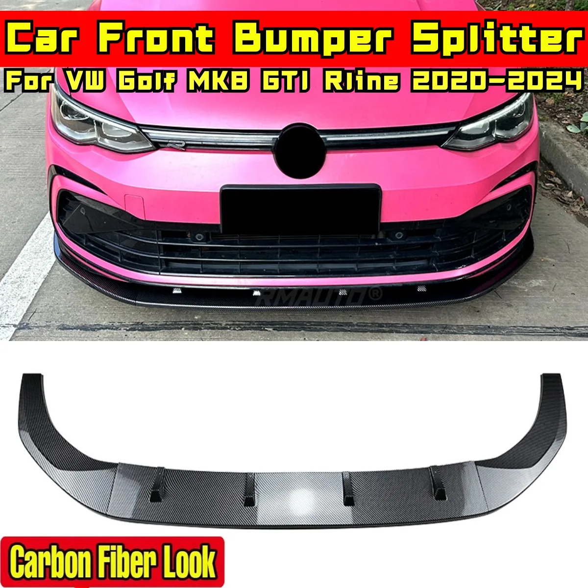 Golf MK8 GTI Front Bumper Splitter Glossy Black Sport Style Front Bumper Spoiler For VW Golf MK8 GTI 2020-2024 Car Accessories