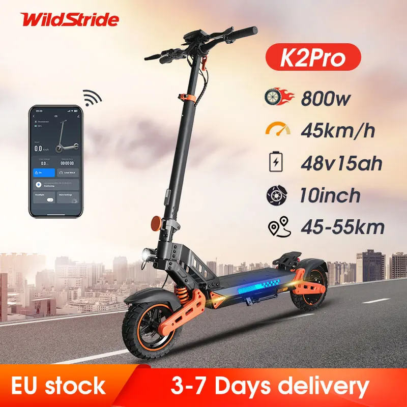 Trottinette électrique pour adultes Wildstride, moteur 800 W, 45 km/h, batterie 48 V 15 Ah, écran intelligent, pneus tout-terrain de 10 pouces, trottinette électrique urbaine K2pro