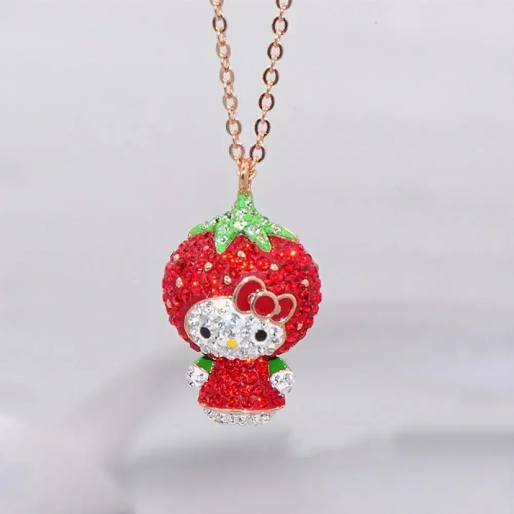

Alloy Necklace Kawaii Hello Kitty Cartoon Delicate Diamond Accessories Shiny Debutante Light Luxury Cute Girl Jewellery Gift