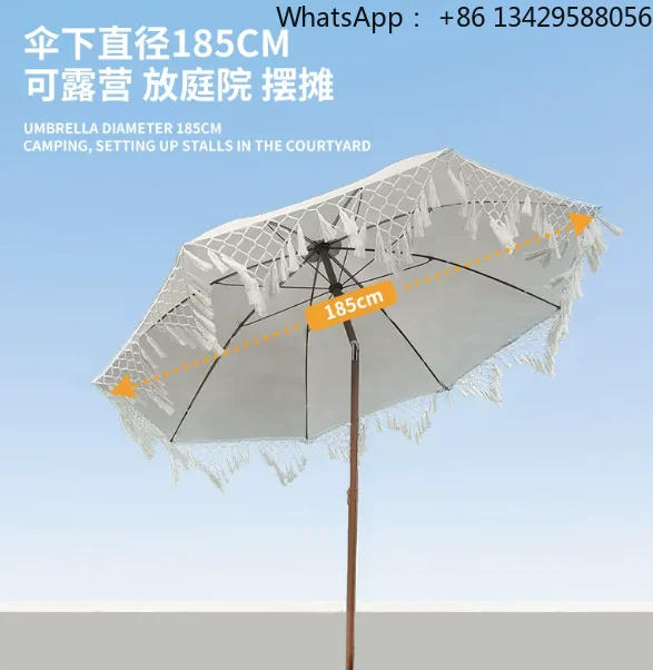 Seaside vacation beach umbrella courtyard umbrella fringed pool sun protection terrace parasol