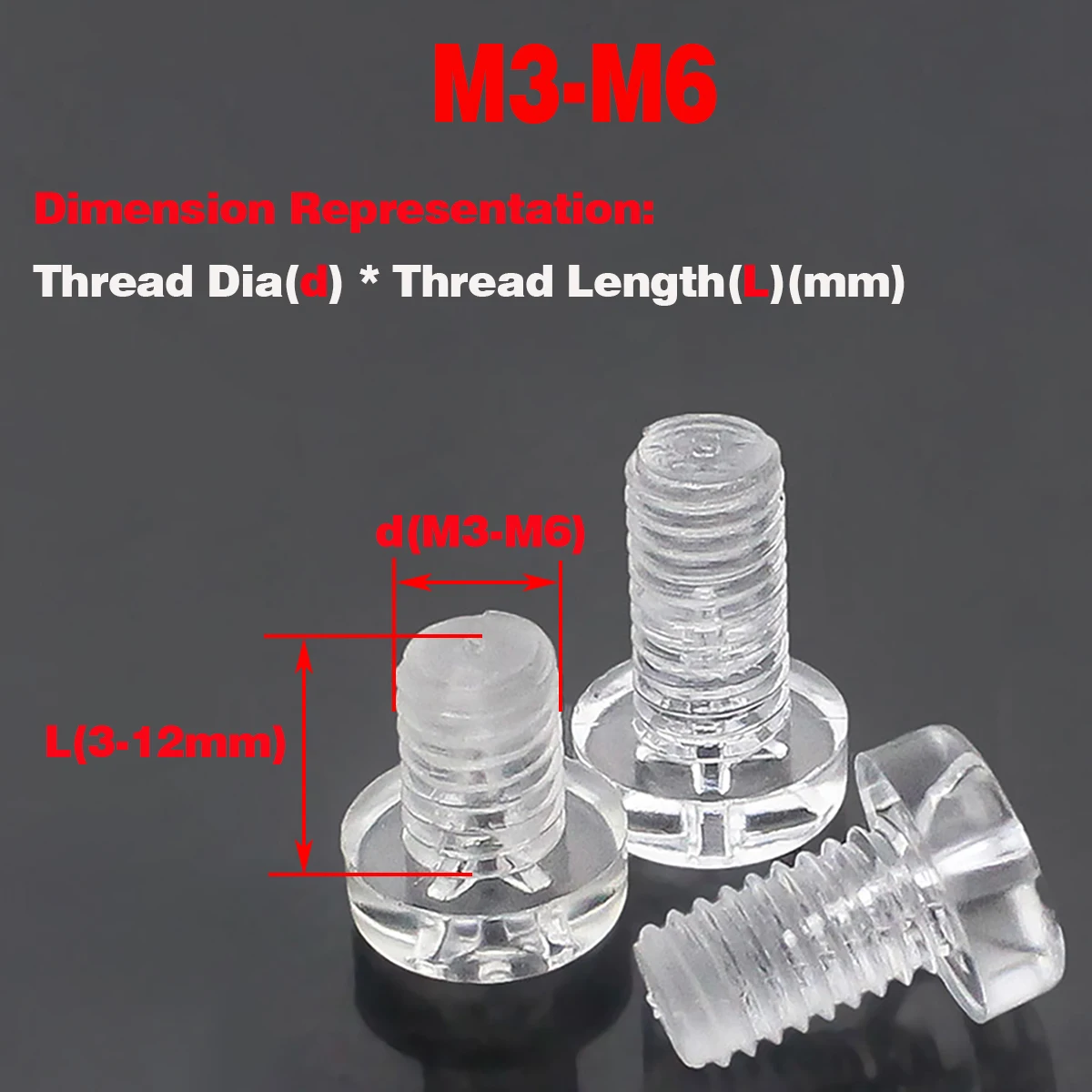 

Transparent Screw / Round Head Cross Plastic Insulated Bolts M3M4M5M6