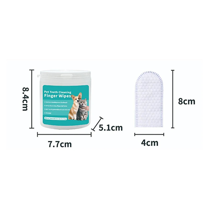 50Pcs Disposable Pet Dental Finger Wipes Gentle Teeth Cleaning Pads For Dogs Cats Non Woven Fabric Pet Oral Care Cleaning Wipes