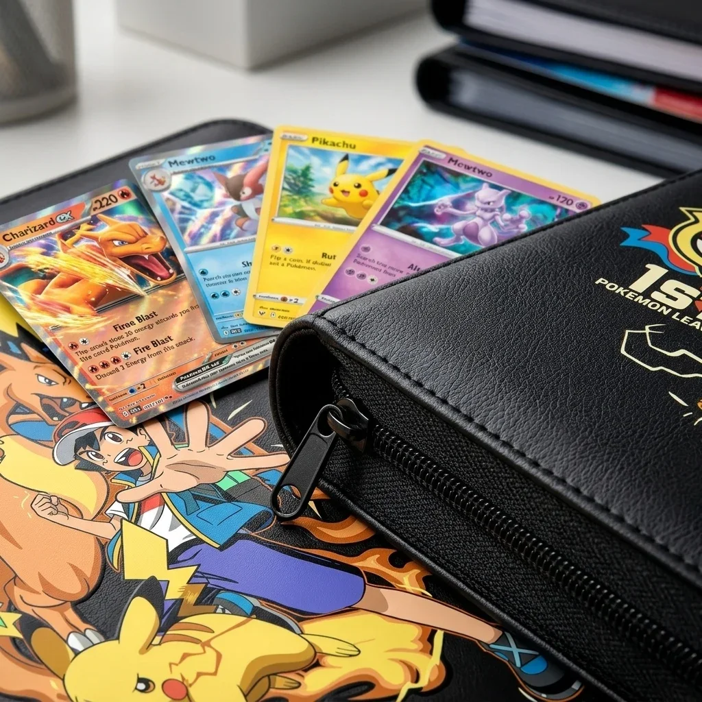 Charizard 400pcs Card Album Anime Collectible Storage Book Binder 4 Card Slot Eevee Collectible Game Cards Binder Holder Zipper
