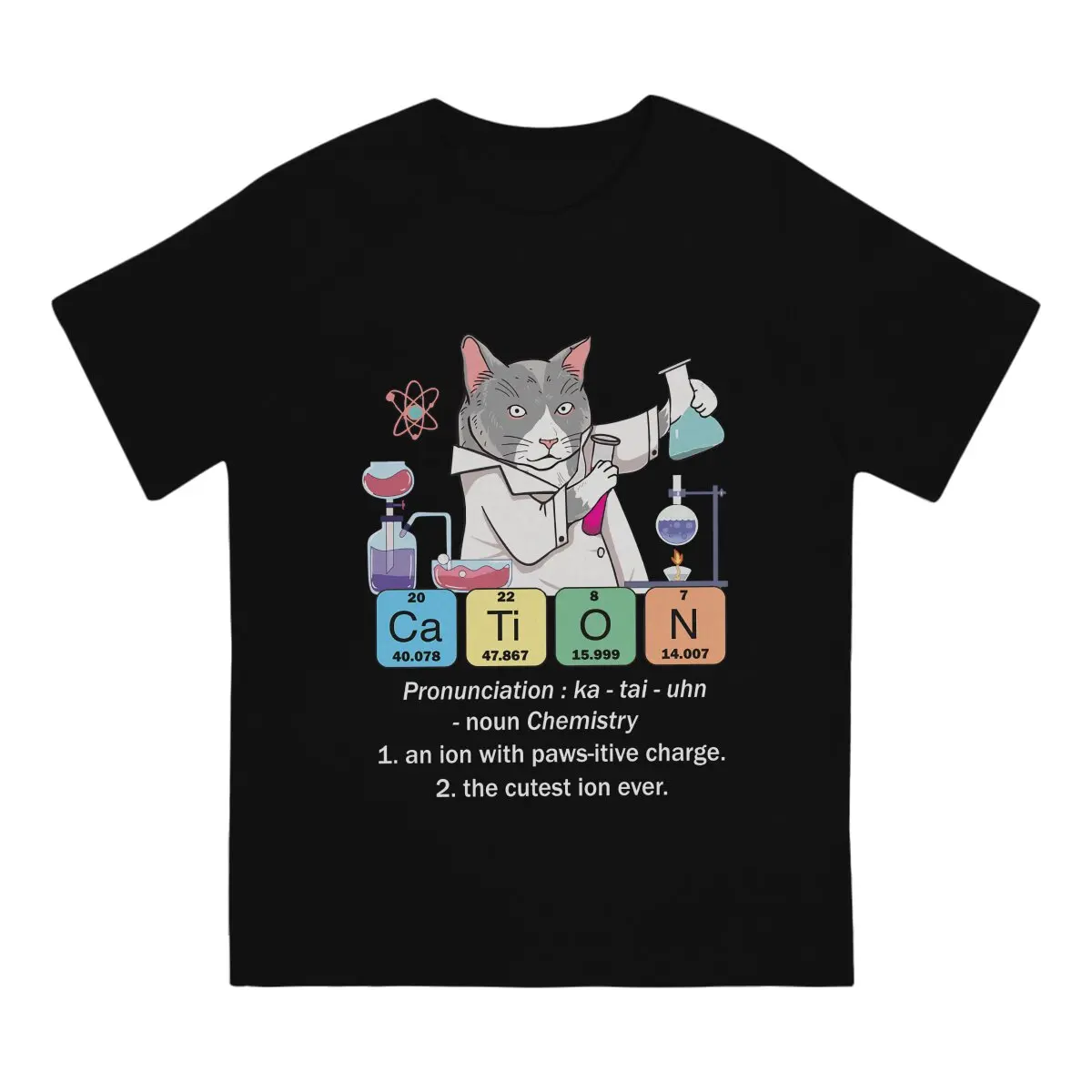 Periodic Table Of Elements Funny Inorganic Chemistry Cat Tshirt Homme Men's Clothes Polyester T Shirt For Men