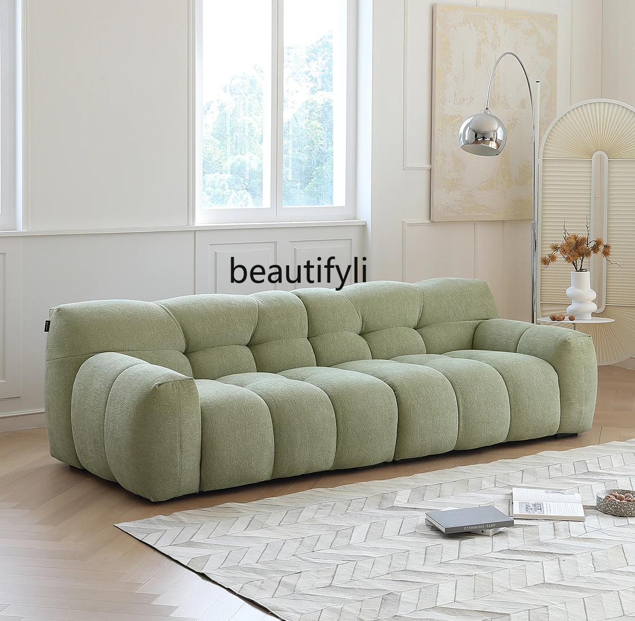 Sofa Light French Retro Cream Matcha Green Cotton Candy Fabric Sofa