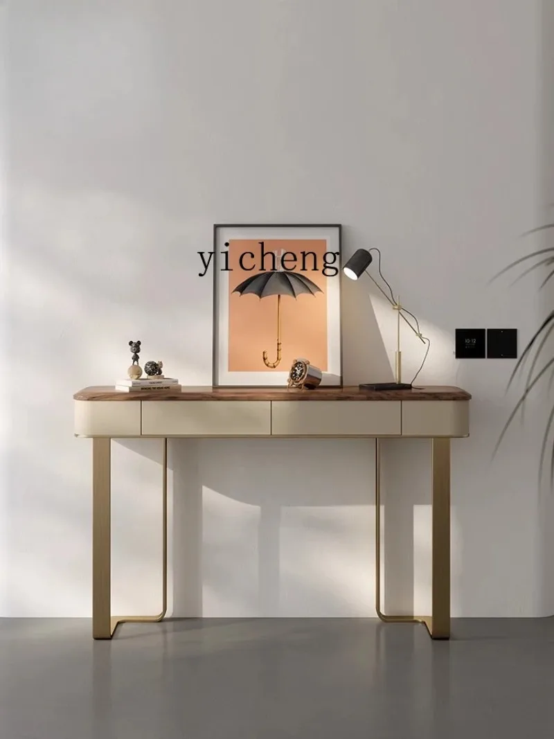 L28CL Light Luxury Walnut Entrance Table Villa Entrance Foyer Corridor Modern Simple Entrance Table