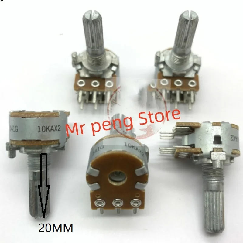 5pcs for ALPS dual A10K power amplifier Audio audio volume adjustment Potentiometer 6 pin shaft length 20mm