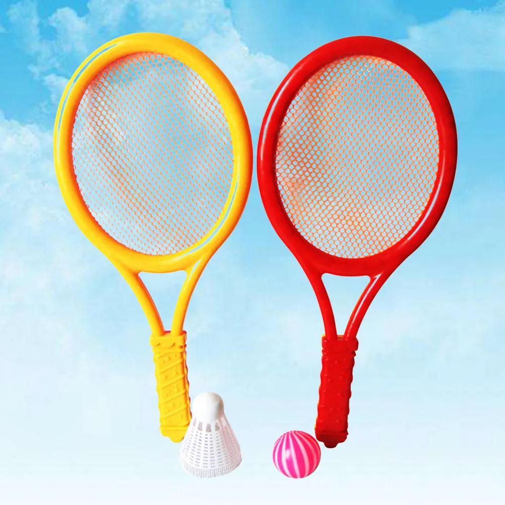 

1Pair Versatile Tennis Badminton Racket Combo with Elastic PU Ball Smooth Surface Featherless Badminton Ball for Family Outdoor