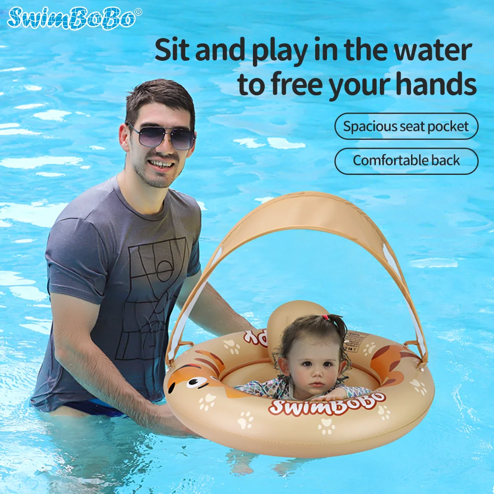 Swimbobo New Upgrades Baby Swimming Seat Float Inflatable Kids Swim Ring Circle Bathing Summer Toys Toddler Rings With Canopy