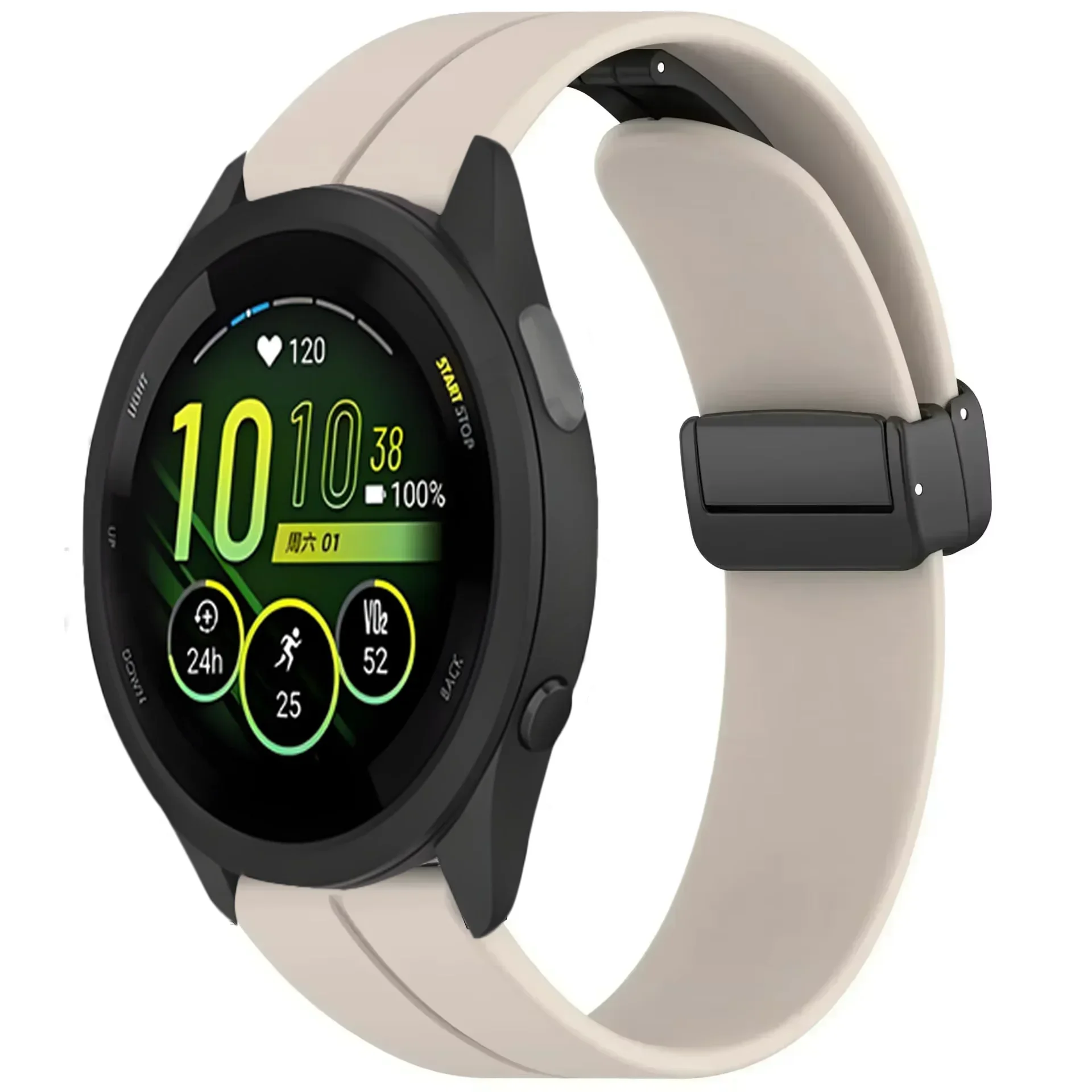 Pulseira de silicone de 20/22mm para garmin forerunner 165 965 265 55 pulseira de fivela magnética para garmin vivoactive 5 4/active 5/venu 3 2