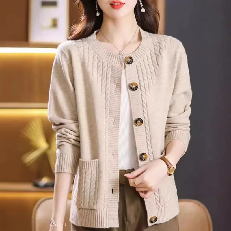 

Women's Fall Winter Tops Jacket Cardigan Knit Round Neck Long Sleeve New Vintage Simple Comfortable Fashion Soft Niche Versatile
