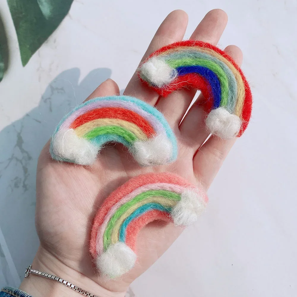 Ins Wool Felt Rainbow Bangs Clip for Baby Girls Hairpin Handmade Cute Versatile Hairpin Kids Handmade Headwear Hair Accessories