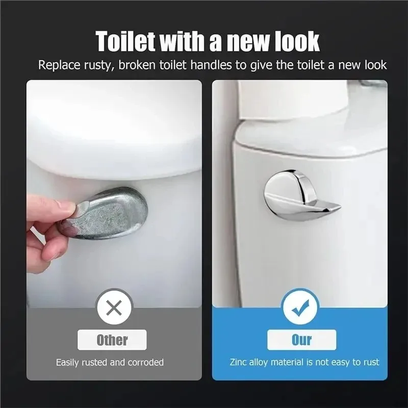 Universal Toilet Tank Flush Lever, Metal Side Mount Handle Replacement, Fits Most Toilets, Bathroom Accessory