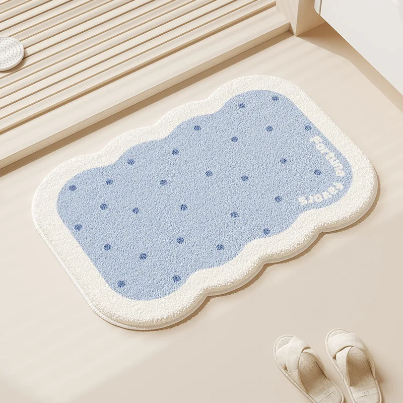 

Modern Style Bathroom Mat Thickened Plush Bathing Room Door Mat Absorbent Quick Dry Non-Slip Home Decorative Floor Mat