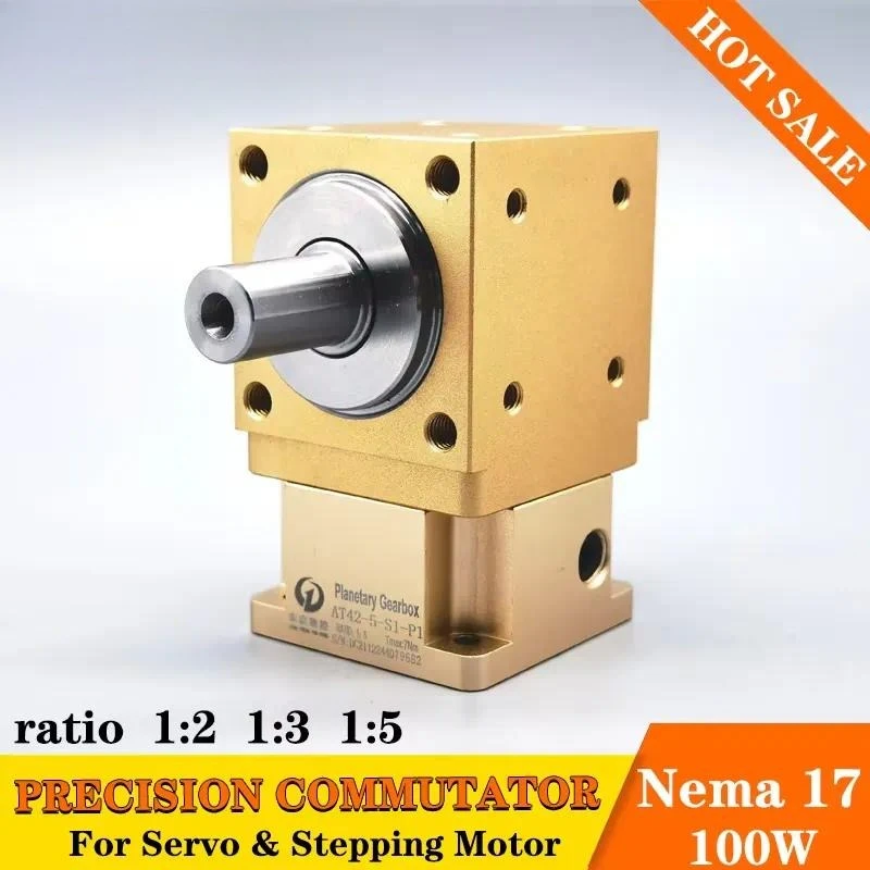AT42 Precision Right Angle Reducer Commutator Planetary Gearbox Nema 17 Stepping Stepper Or 100w Servo Motor Ratio 2:1 3:1