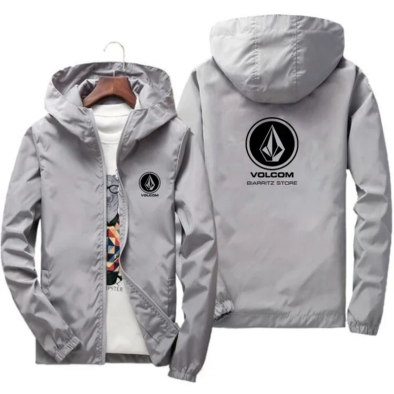 New spring and autumn men and women Volcom printed windproof hooded jacket plus size 7XL outdoor casual windbreaker coat