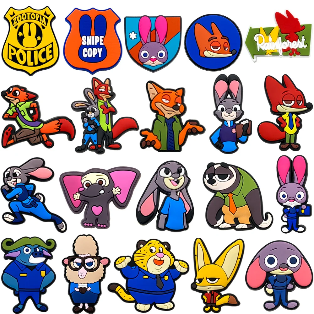 

20pcs Zootopia Shoe Charms Anime Character for Cute Cartoon Decoration Accessories for Classic Clog X-mas Gifts