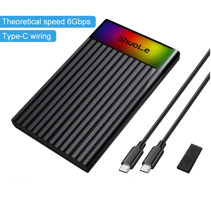 UTHAI-Tipo C Caso Disco Rígido Móvel, Porta Serial Sata Externa, Protocolo Duplo, Gradiente de Luz Cor, Laptop, Porta Serial, 2.5"