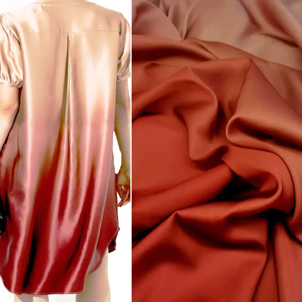 Cosplay Ombre Soft Glossy Chiffon Stretchy Fabric For Dress Skirt Gradient Color